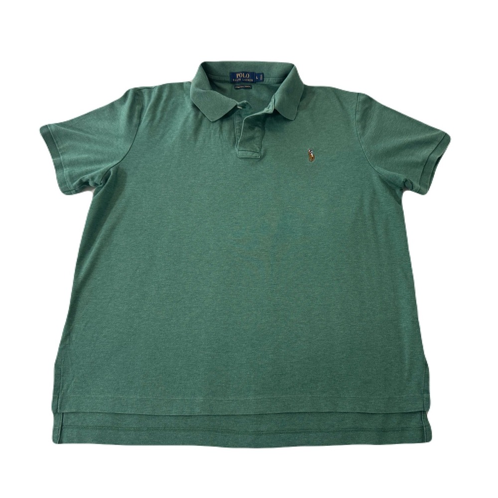 Polo Ralph Lauren Mens Green Pima Soft Touch Cotton Polo Shirt Large L